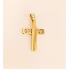 ΓΥΝΑΙΚΕΙΟΣ ΣΤΑΥΡΟΣ ΧΡΥΣΟ ΛΕΥΚΟ (ΠΕΤΡΕΣ ΖΙΡΓΚΟΝ) K14 CRWG85